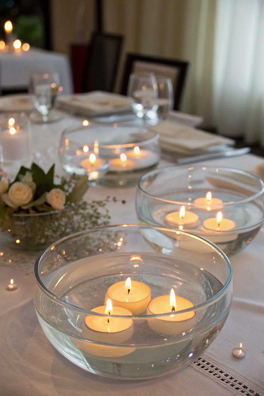 Soaring lights produce a serene and elegant atmosphere.