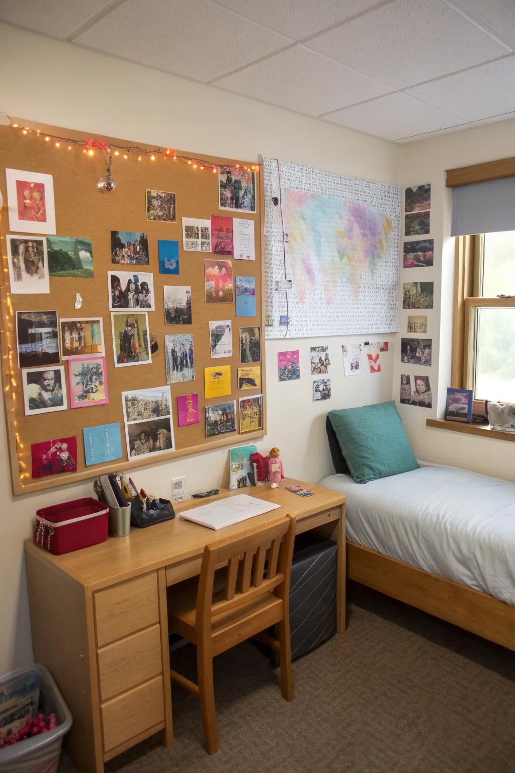 Adding a customized pin board gives your space a personal touch.