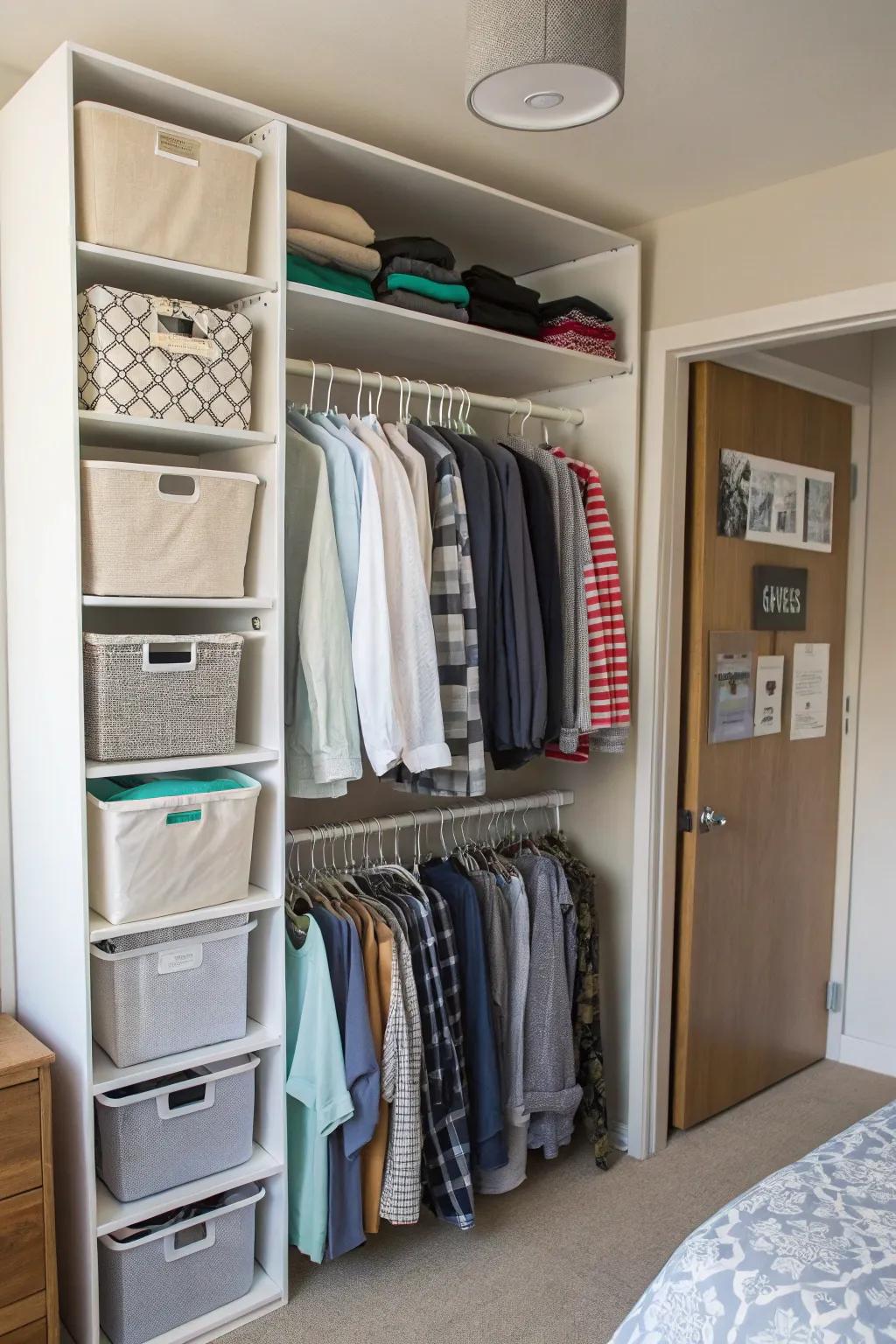 Closet organizers bring harmony to your wardrobe area.