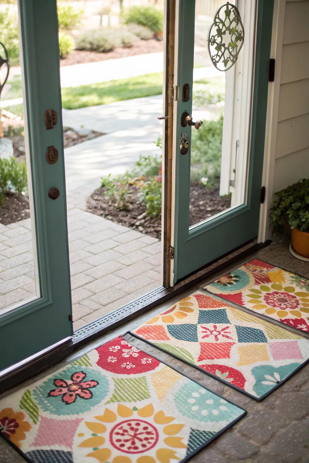 Showcase personality with playful patterns on your door mats.