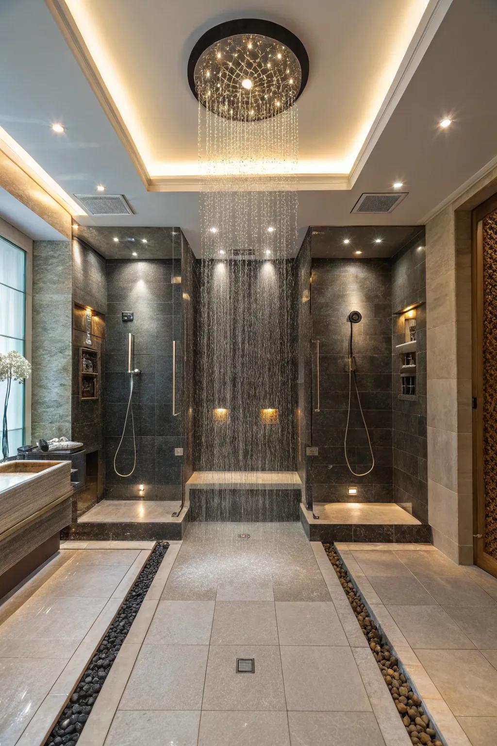 Enjoy a spa-like time with body sprays in your shower.