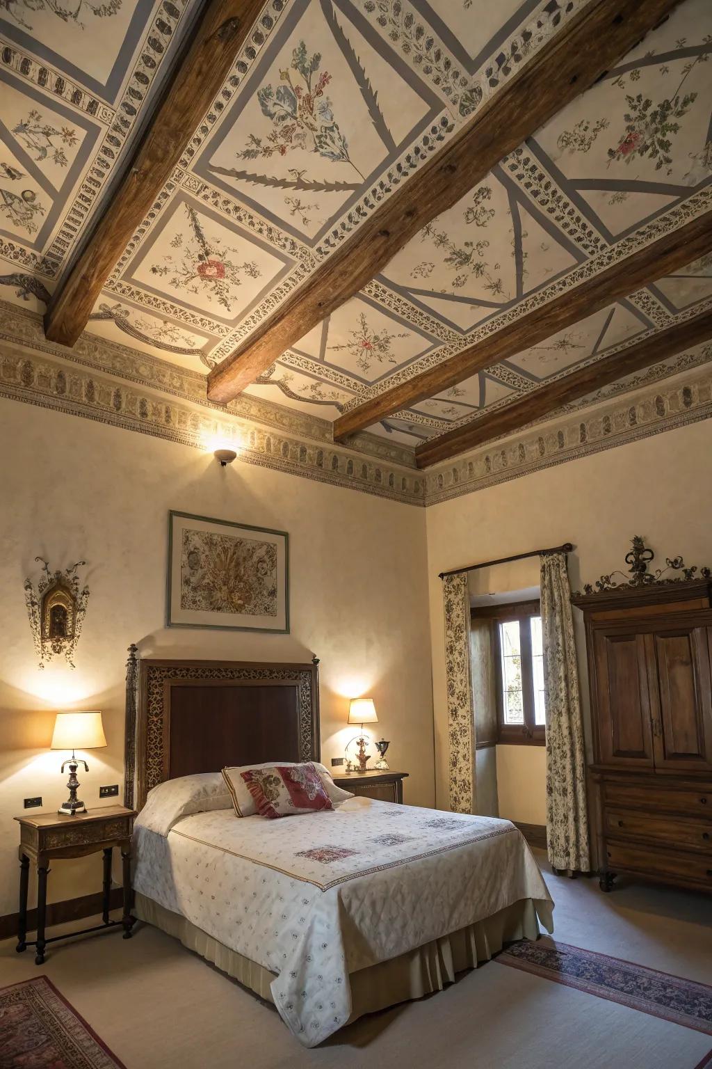 Overhead nuances infuse unexpected character into the bedroom.