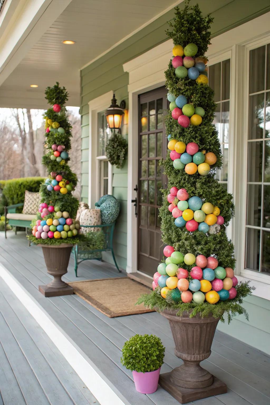 Egg sculptures deliver an inventive reinterpretation of traditional ornamentation.