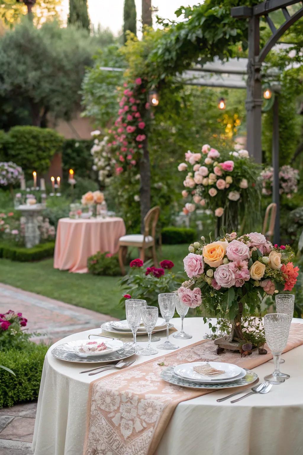 Refined garden social setup featuring natural elements.