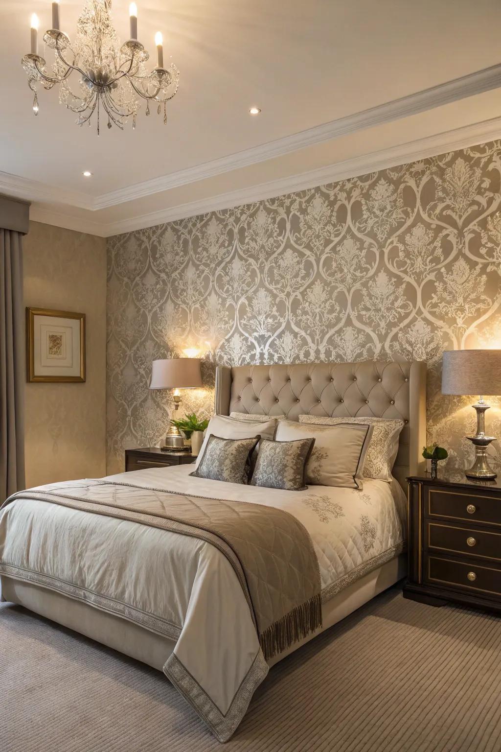 A feature wall adds depth and focal interest.