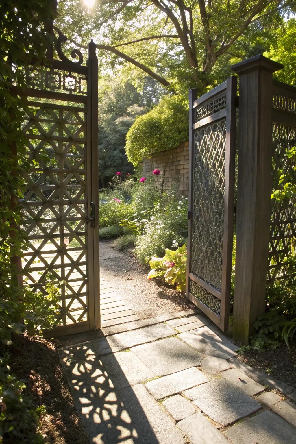 A subtle interplay of light and shadow through lattice designs.
