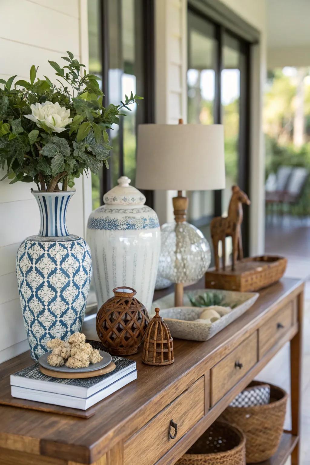 Mixing materials produces a rich and connected look in your entry.