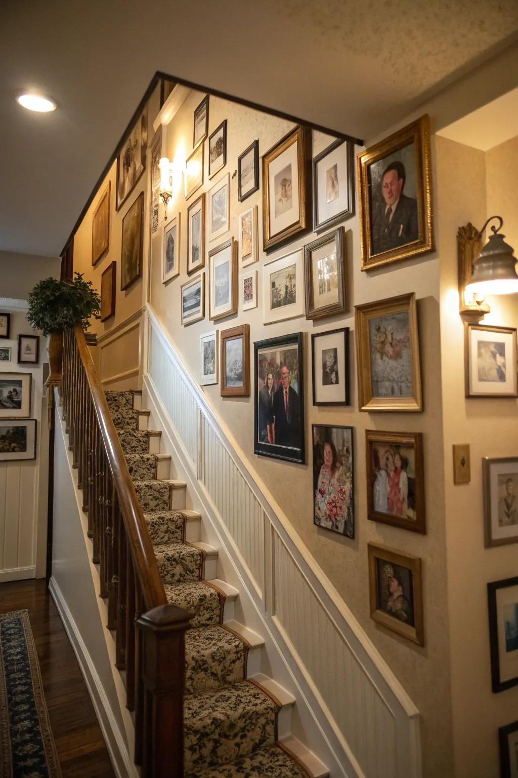 Private photographs inject coziness and storytelling to entryway decoration.