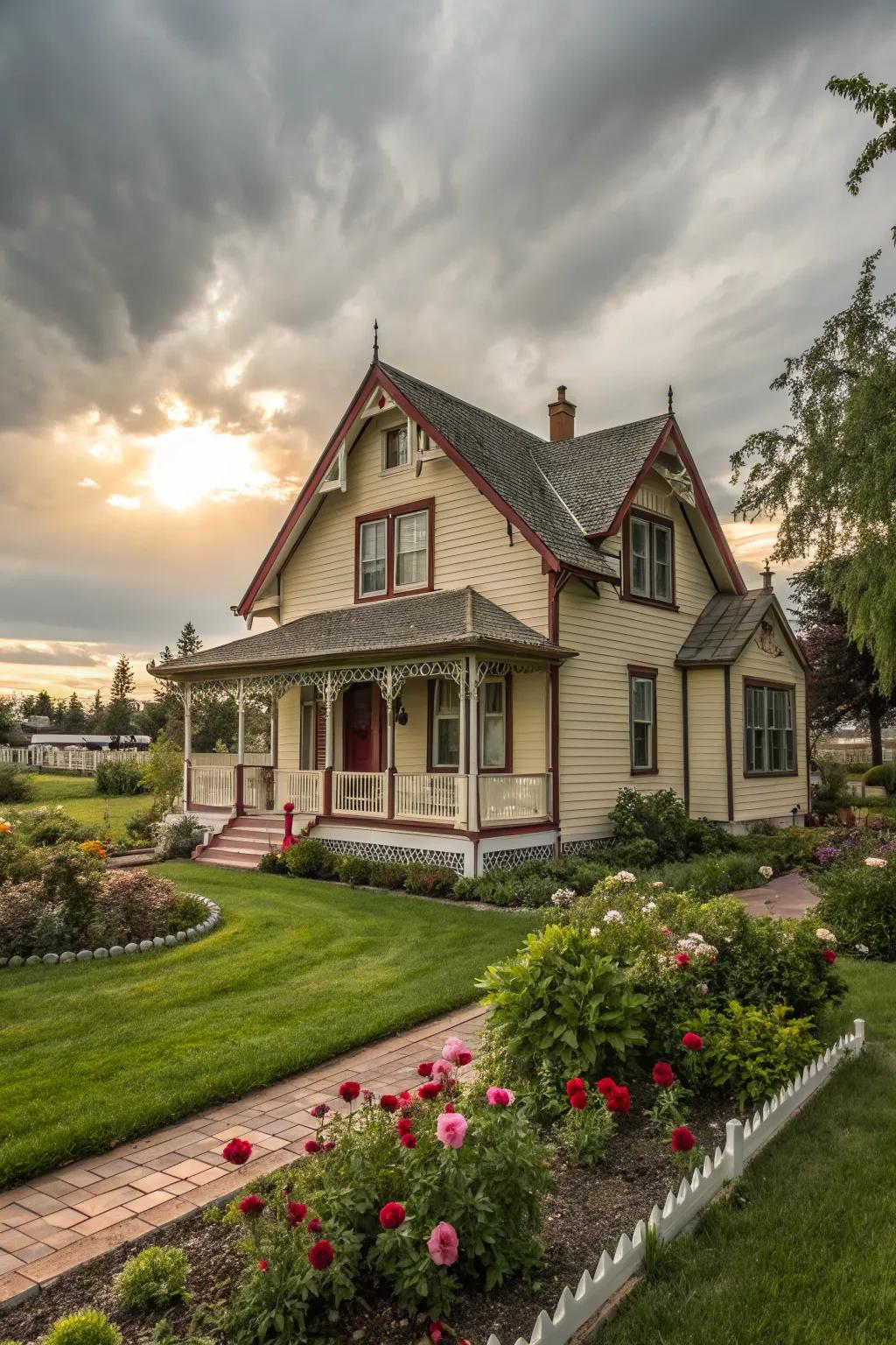 Charming cottage style with an inviting allure.