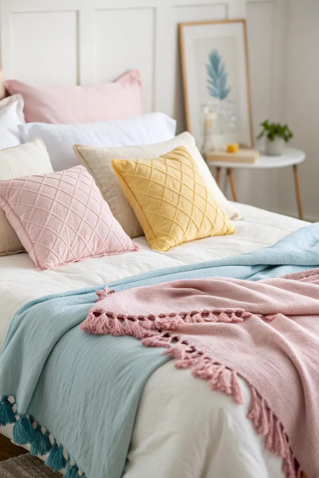 Pastel touches add a gentle burst of color.