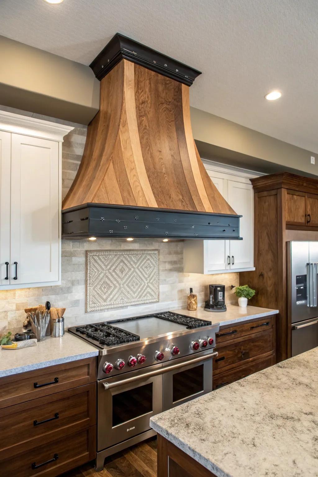 A two-tone ventilator adds visual interest and depth.