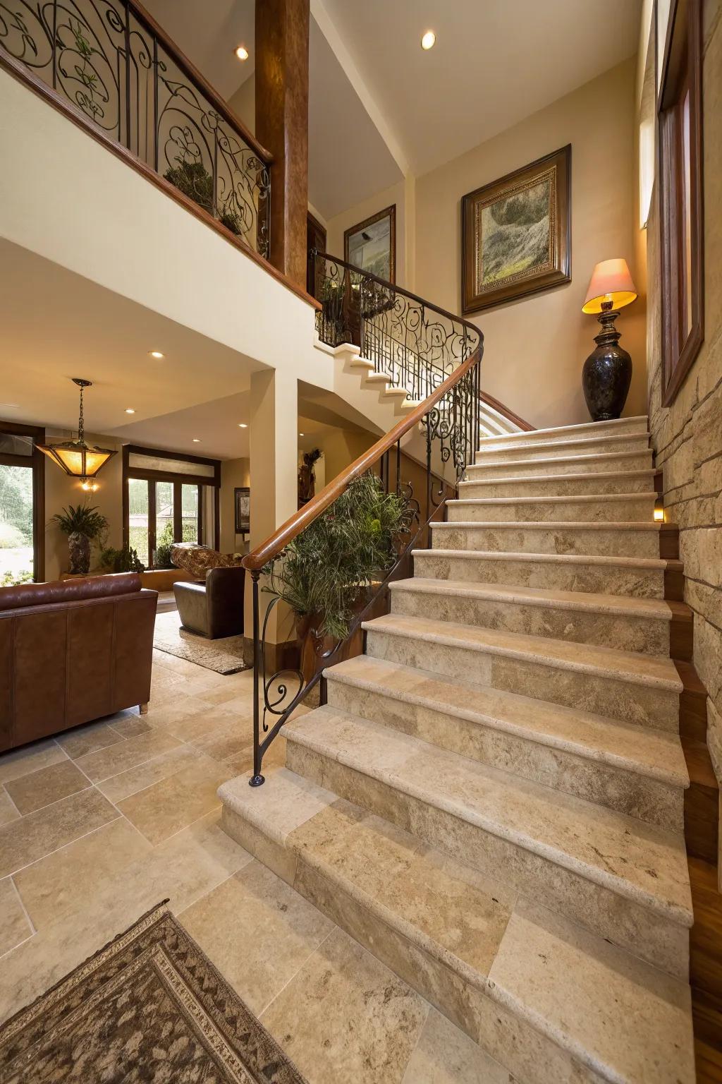 Rock steps introduce a luxurious and durable element to stair design.