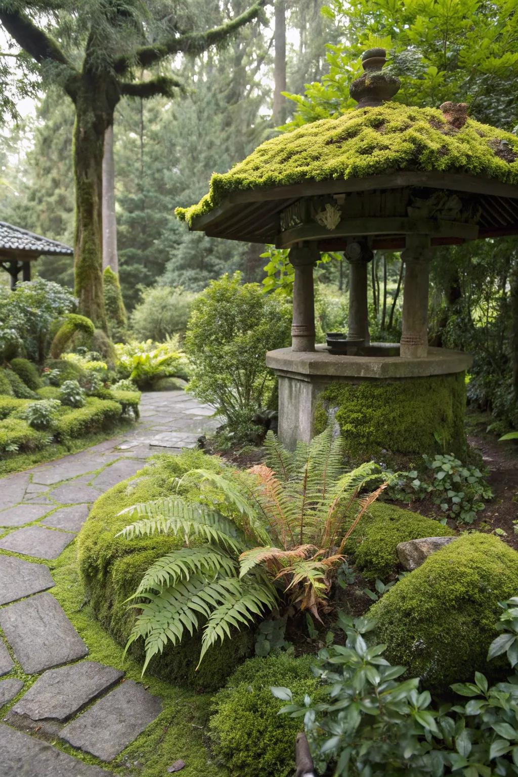 Vegetated features imbue a whimsical, age-old charm.