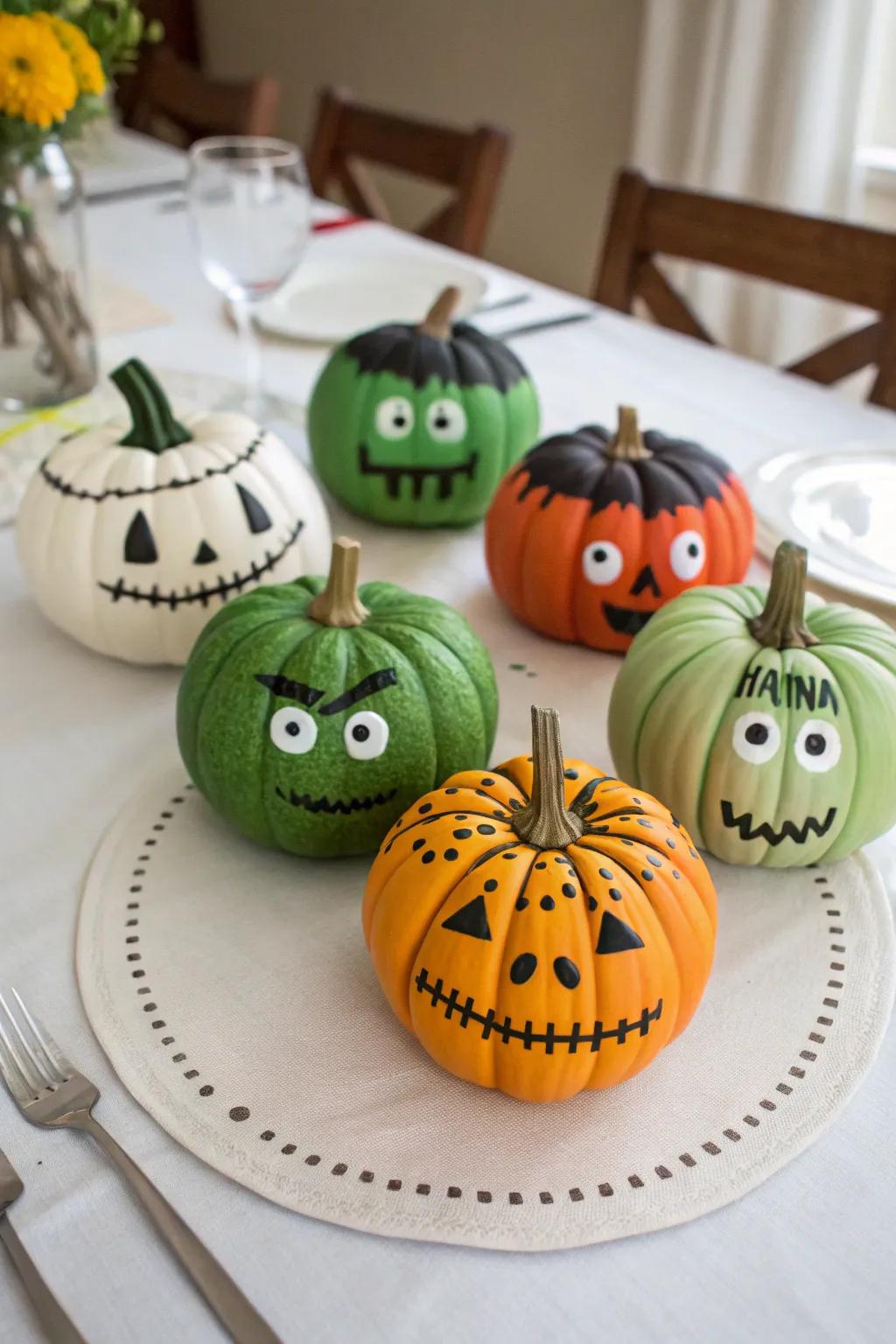Create a mini Frankenstein family for a playful and cohesive display.