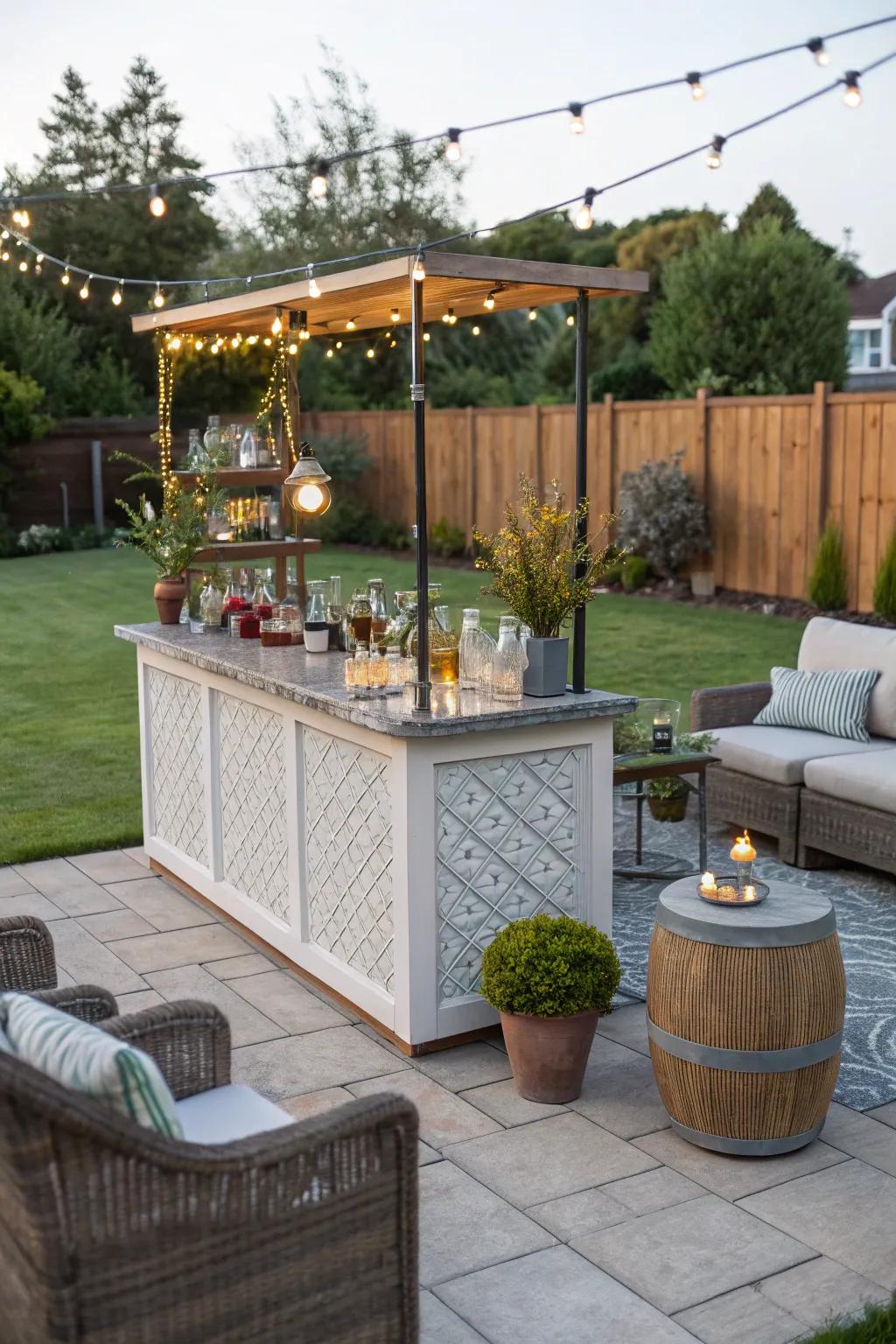 An outdoor bar that transforms your patio into an amusement haven.