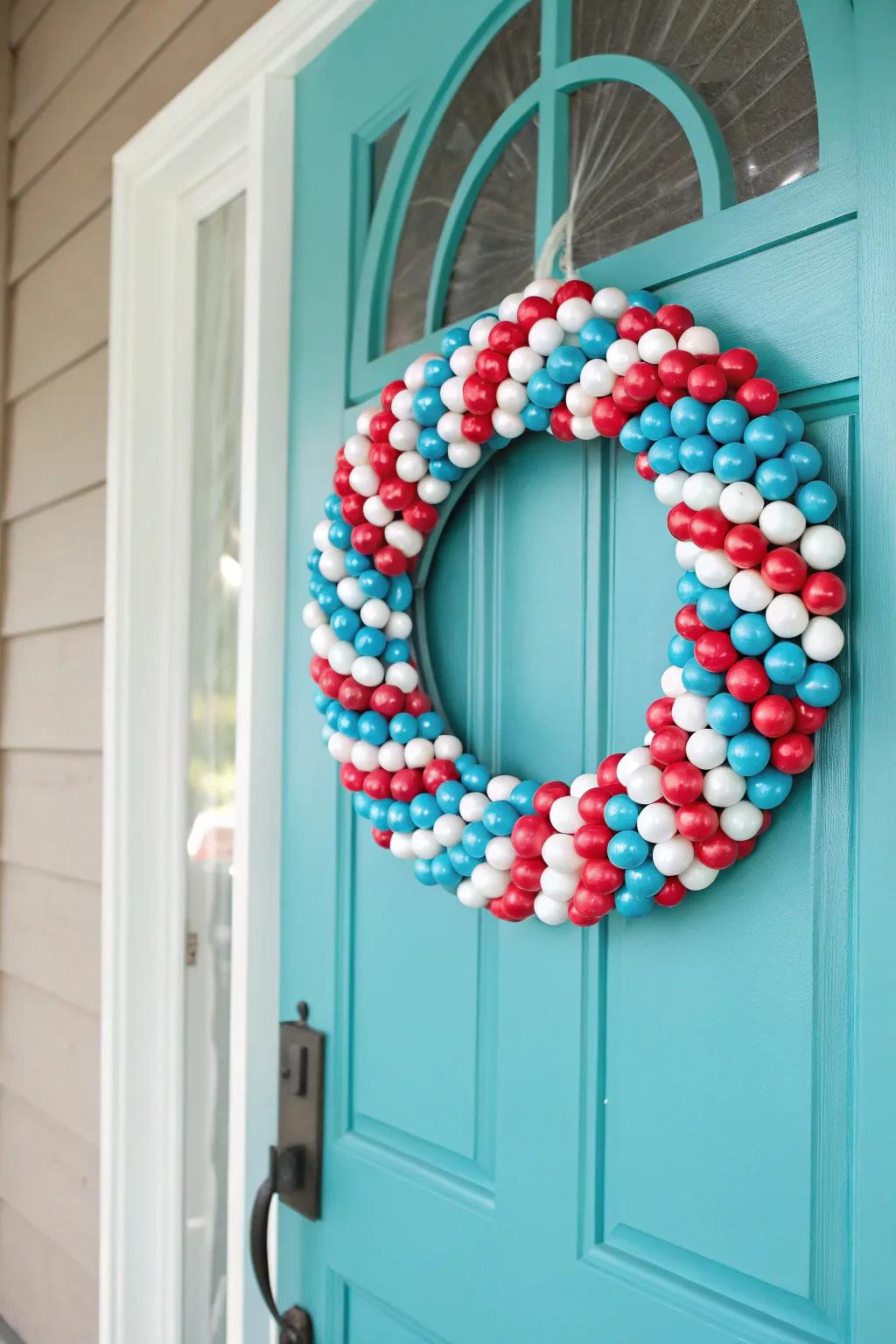 A sweet wreath crafted entirely of confections.
