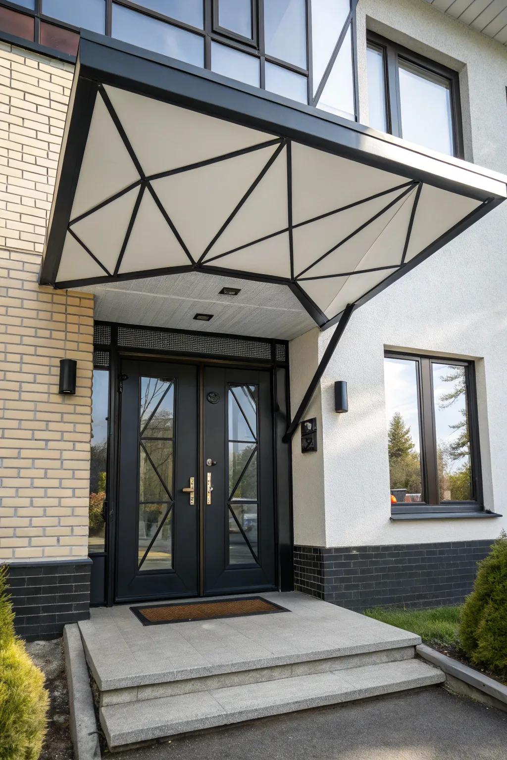 Geometrical awnings make audacious statements.