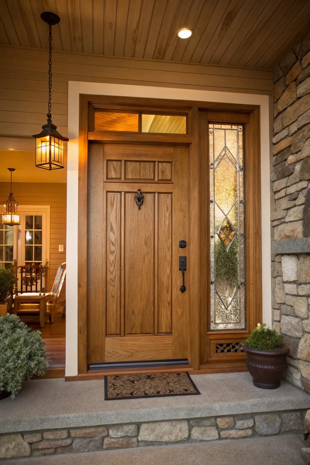 Warm grain effect for an inviting and cozy entrance.