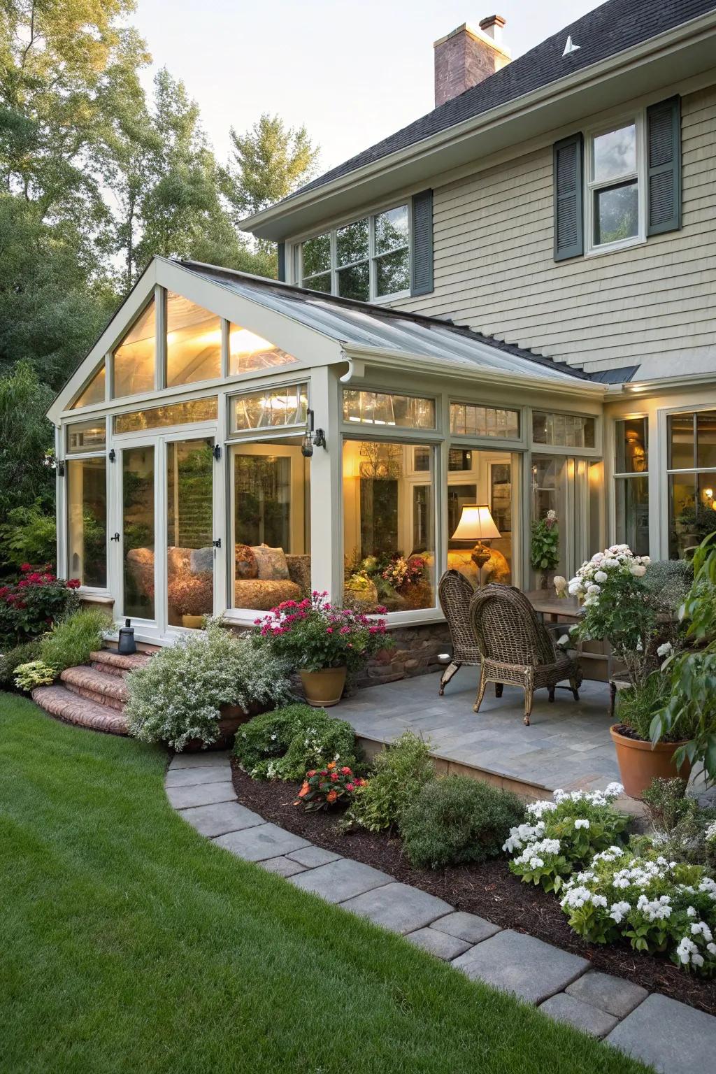 A sunroom designed for year-round enjoyment.