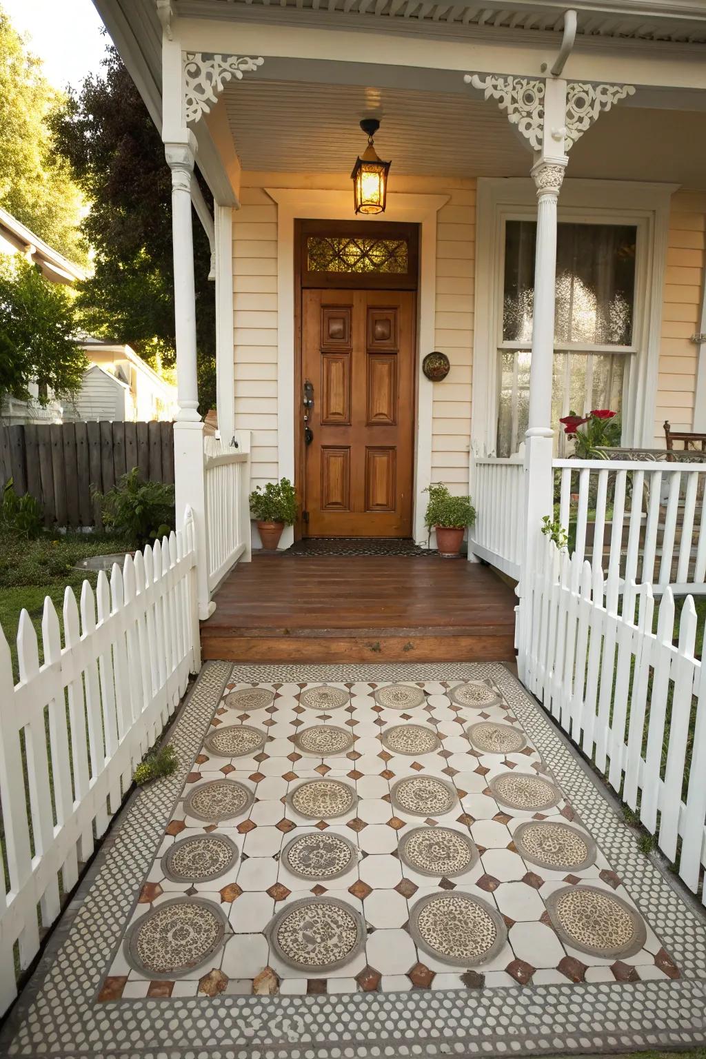 Coinage coverings add a whimsical and personalized touch to your porch.