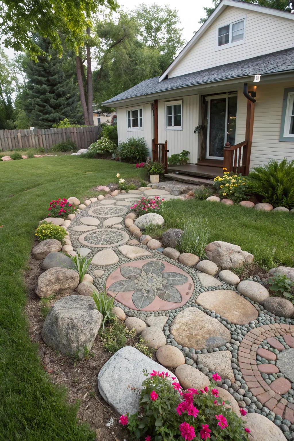 Fashion an artful design using massive stones in your landscape.