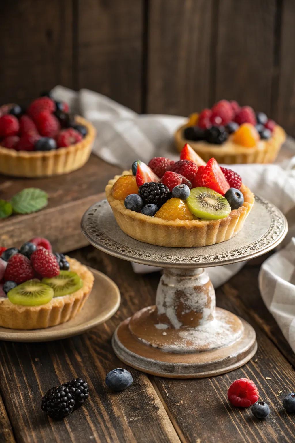 Individual fruit cups that serve as both a decorative element and a delightful dessert.