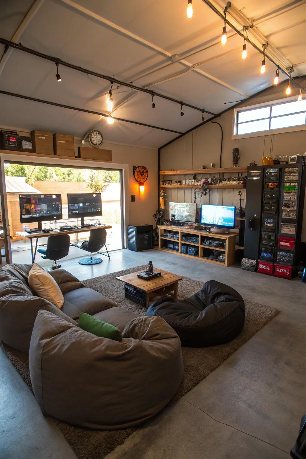 Garages can be transformed into unique gaming retreats.