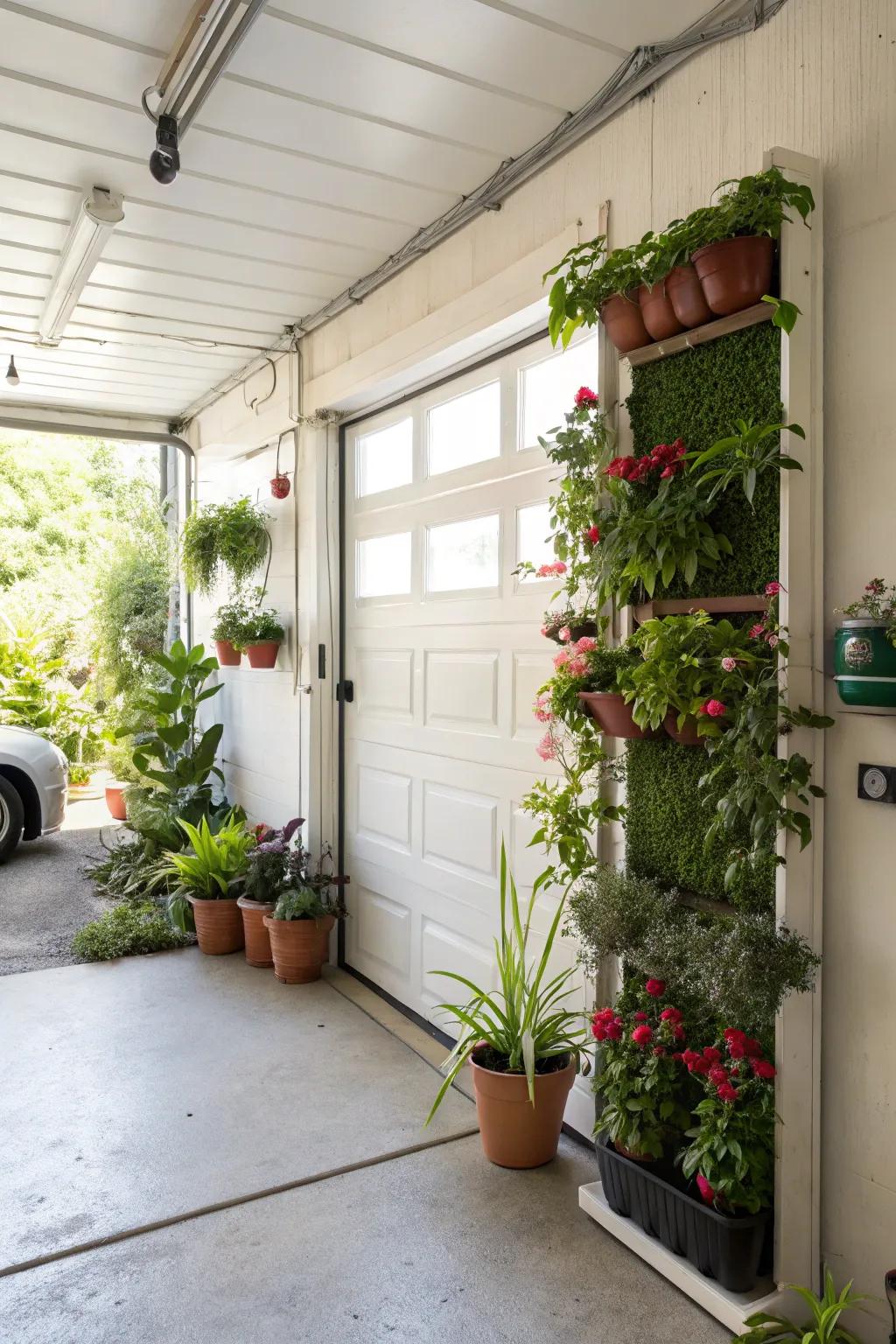 Adding nature brings freshness and energy to the garage.