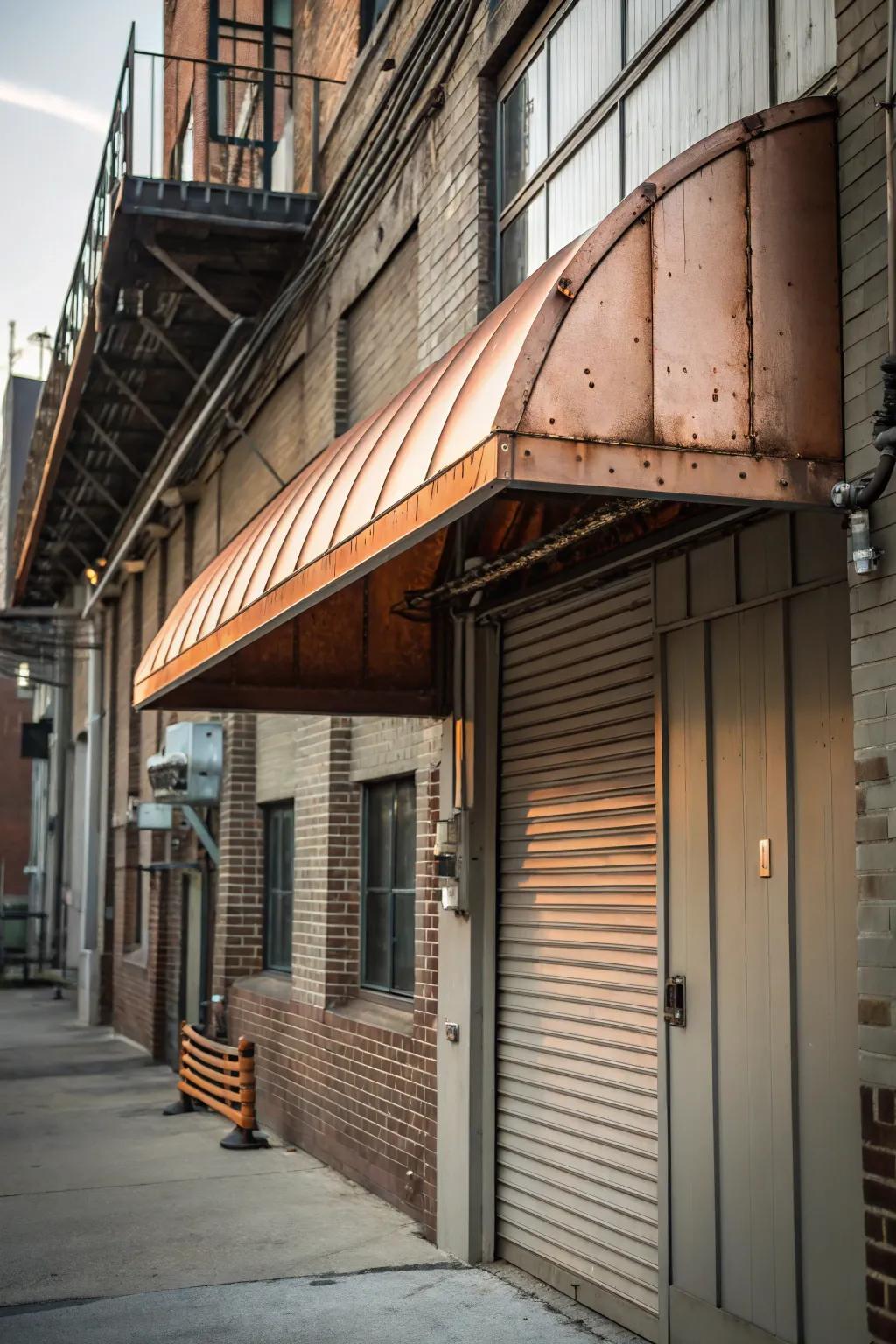 Unique classic copper shelter with industrial charm.