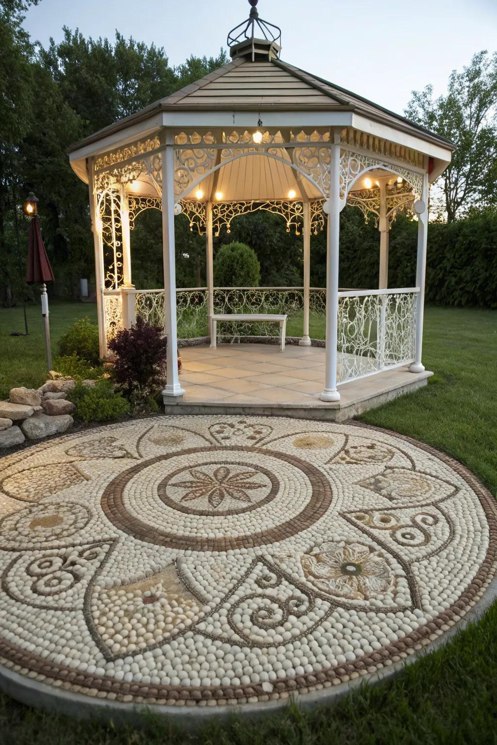 Granite mosaics transform floors into breathtaking art pieces with natural charm.