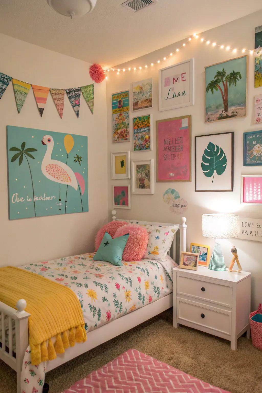Wall decor introduces a personal element and creativity to the room.