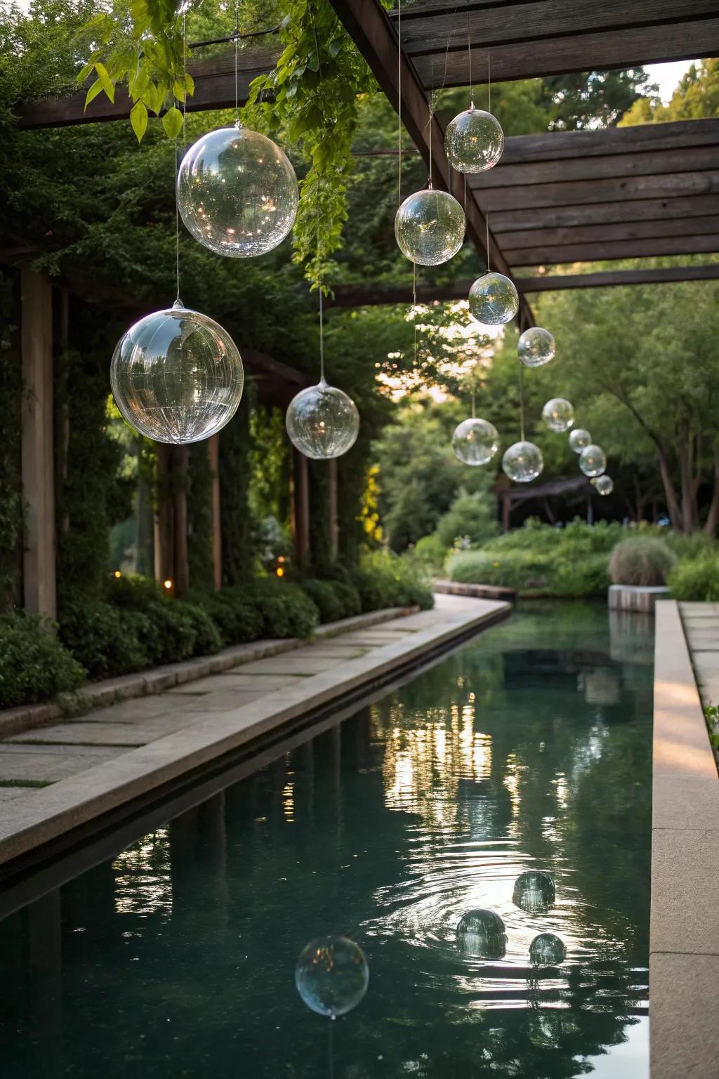 Beautify your outdoor space with crystal sphere details.