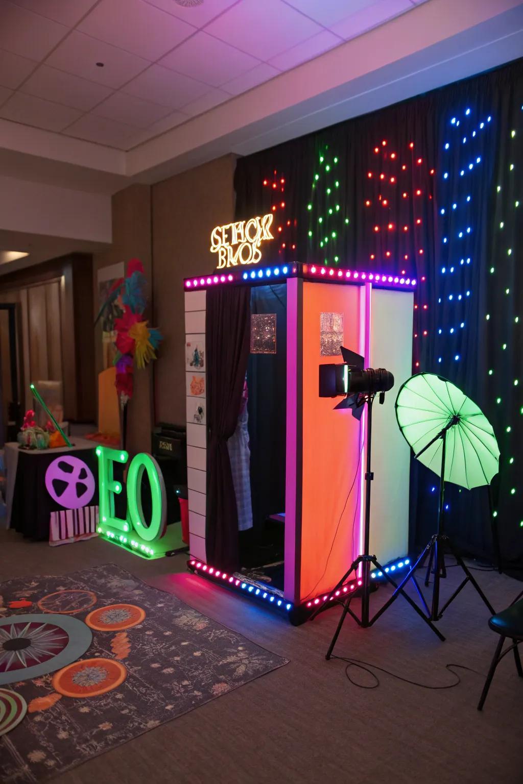 Capture lasting memories with a glow-themed photo booth.