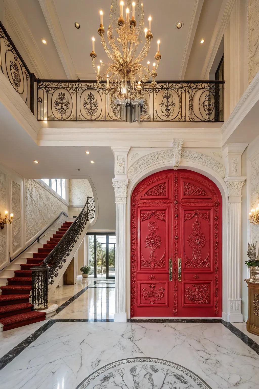 A daring anterior portal makes a potent initial assertion in a majestic entryway.