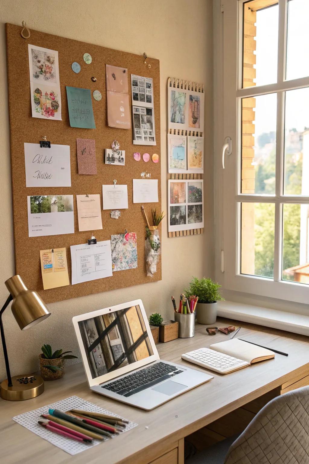 A mood board serves as a continuous source of creativity.