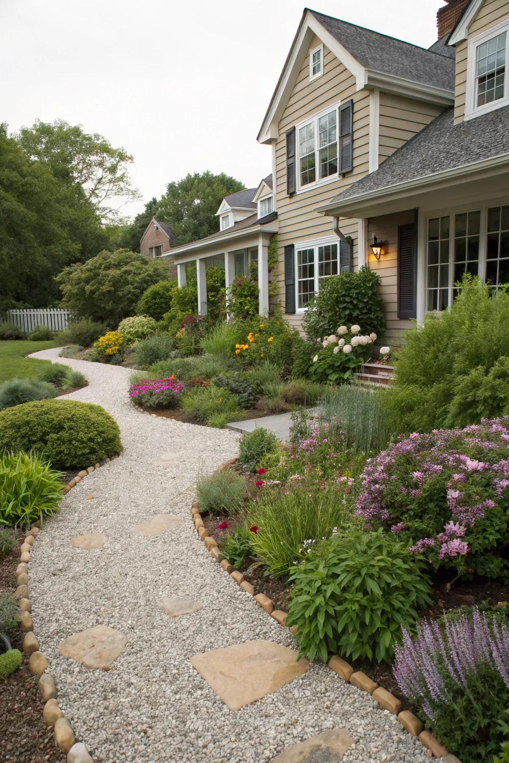Contrasting gravel colors highlight your yard's features.