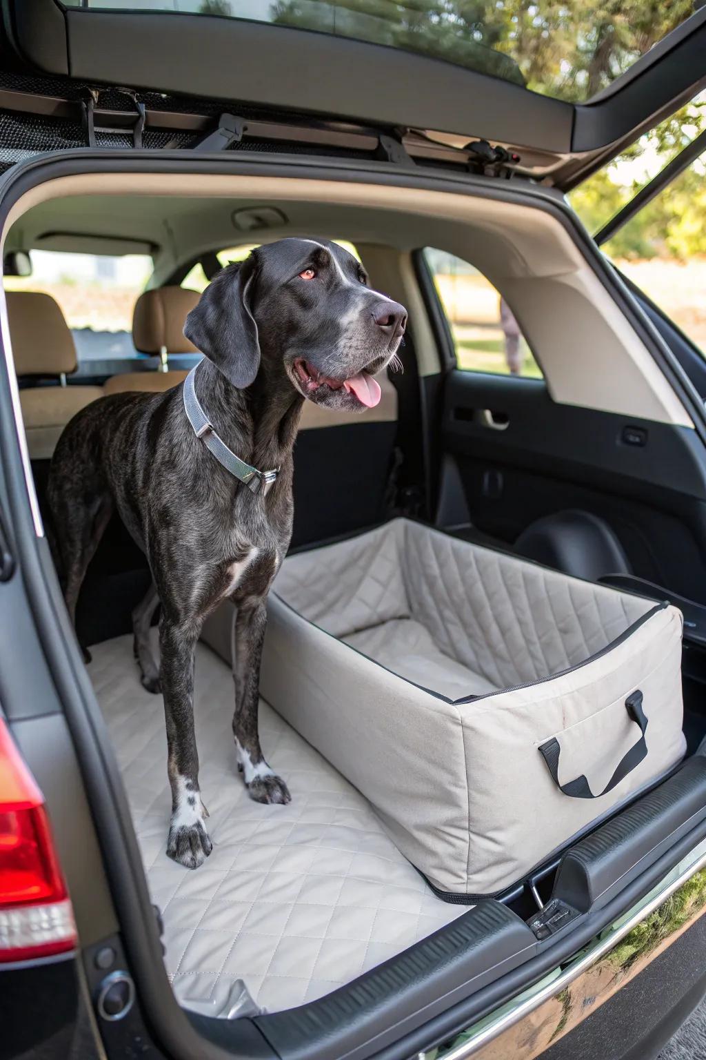 Portable dog beds ensure your Great Dane&rsquo;s comfort during travel.
