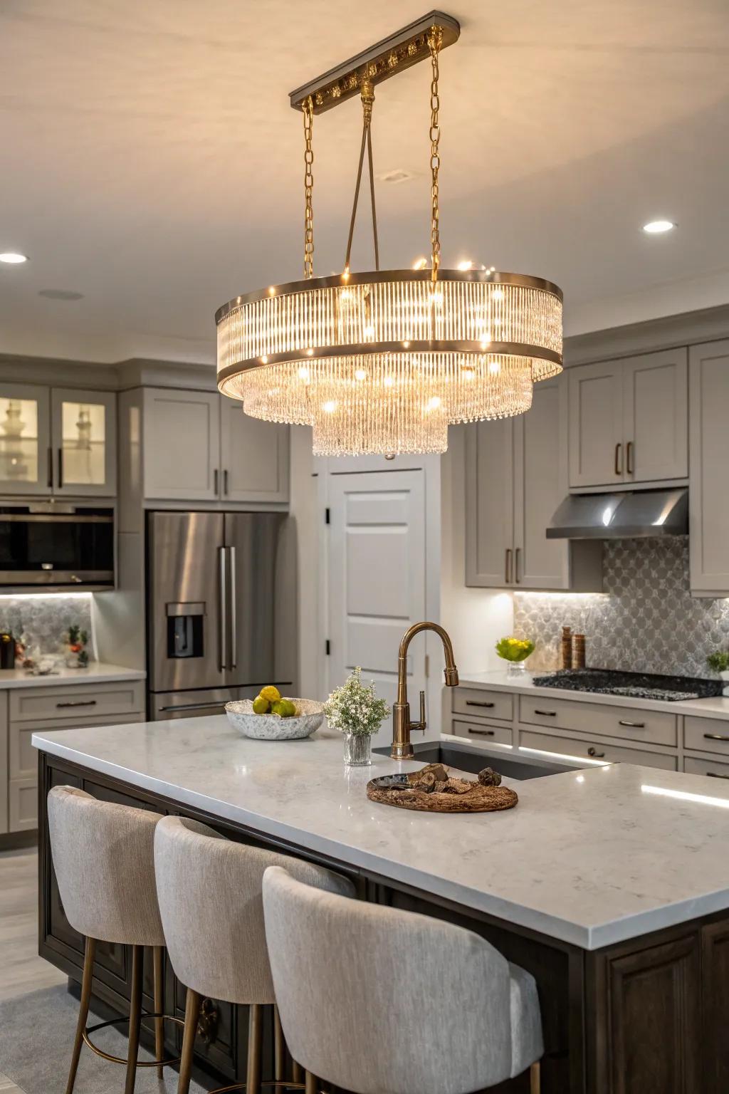 Statement lighting fixture elevating the kitchen design