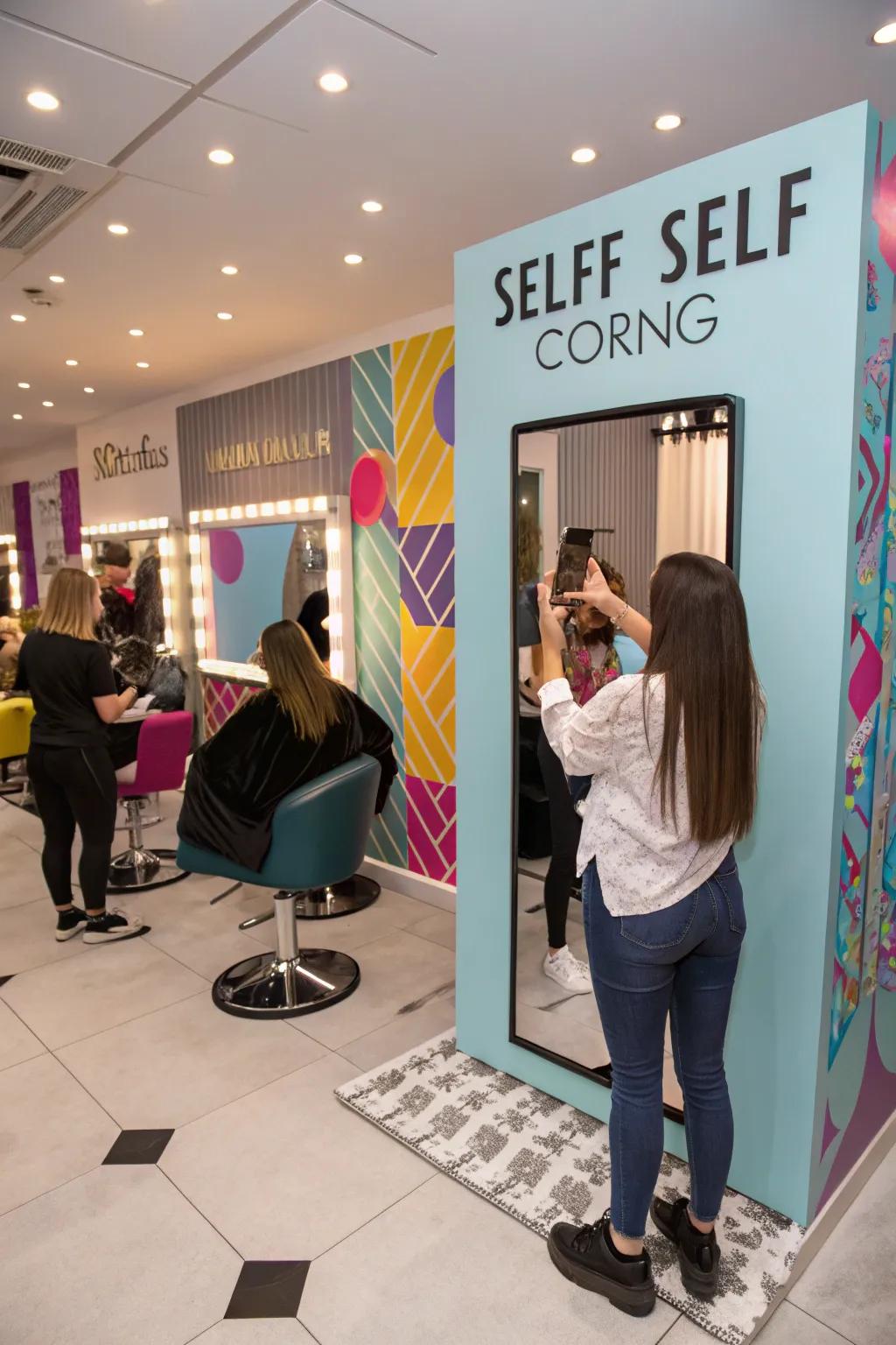 A selfie corner can improve your salon's social media presence.