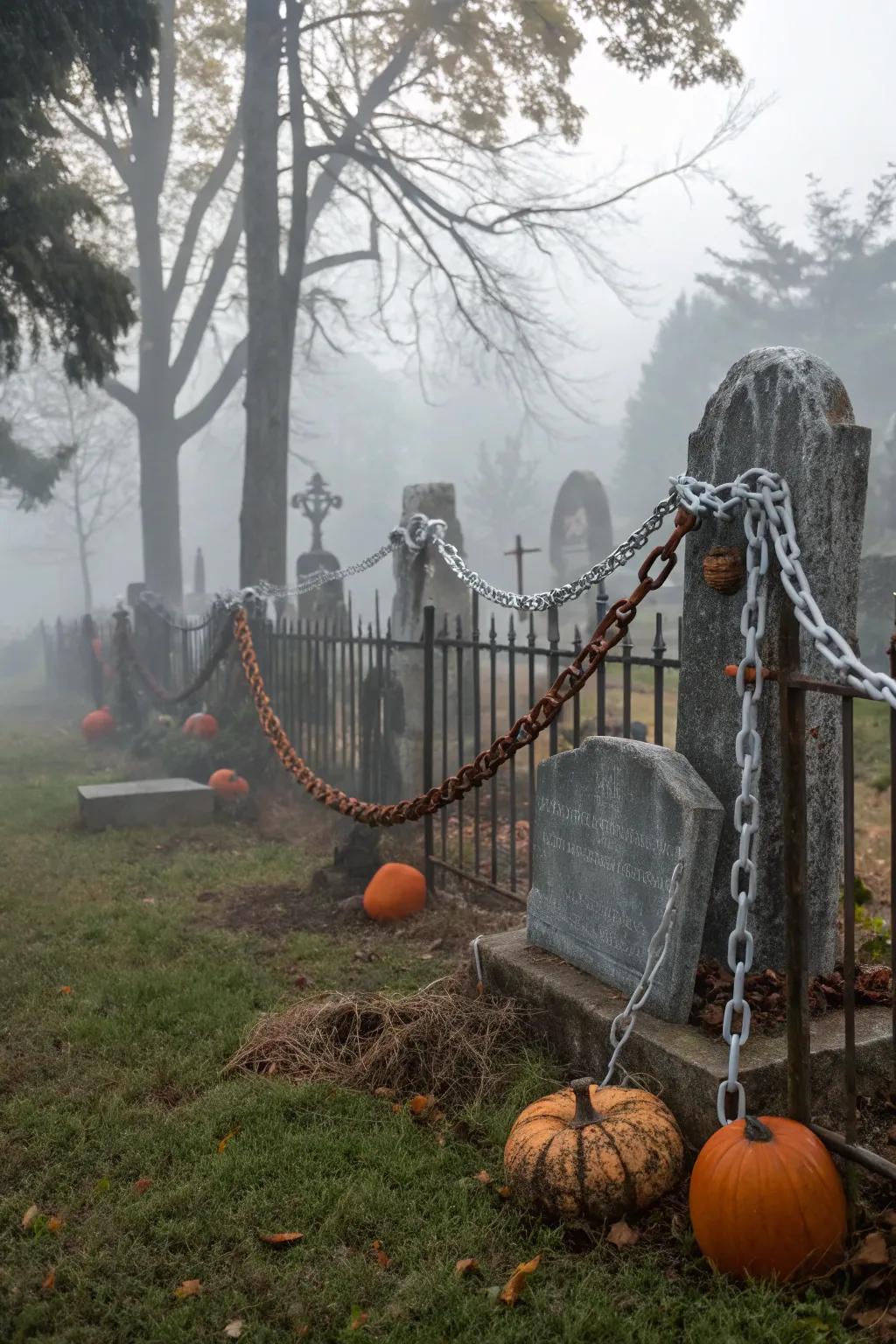 Chains add a gothic touch to your graveyard scene.