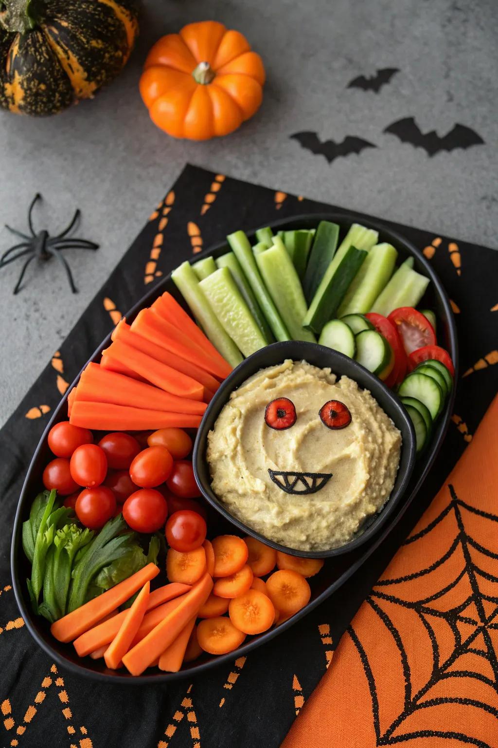 Nosferatu veggie plate that's both nutritious and spooky.