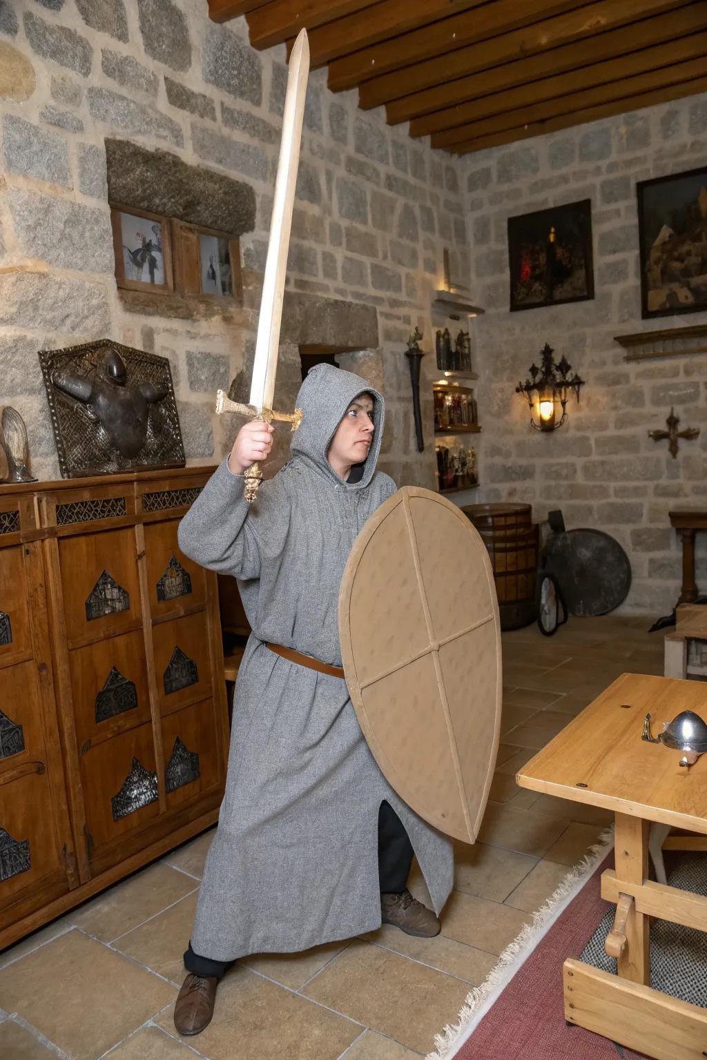 A knight&rsquo;s silver robe adds a heroic flair to Halloween.