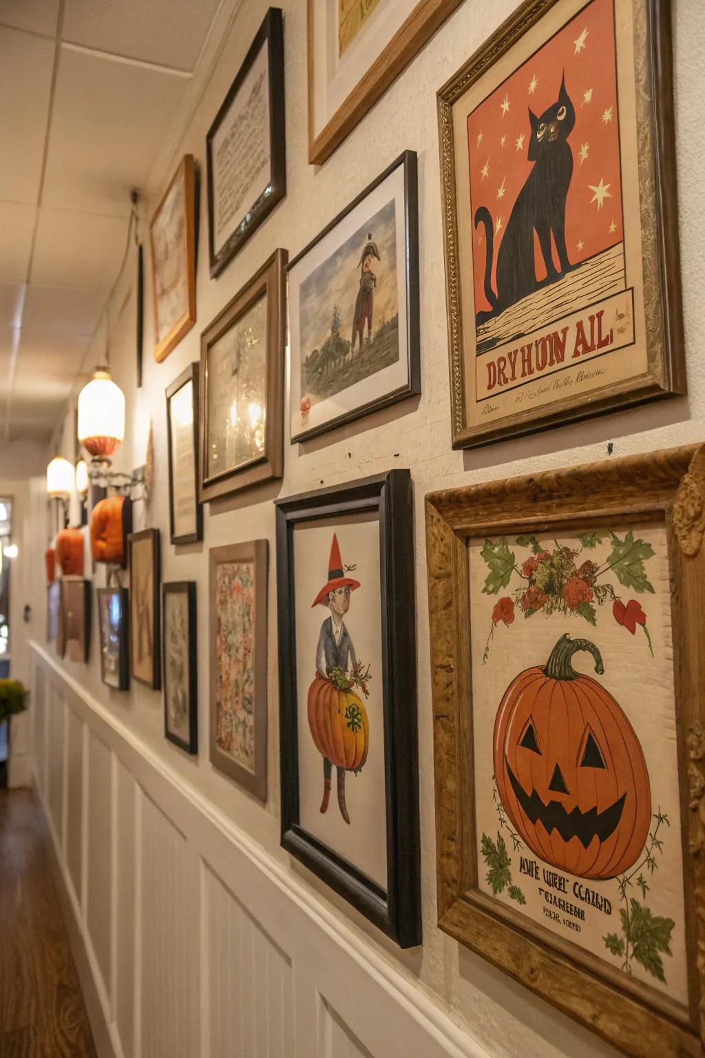 Vintage prints bring a nostalgic hint to Halloween decor.
