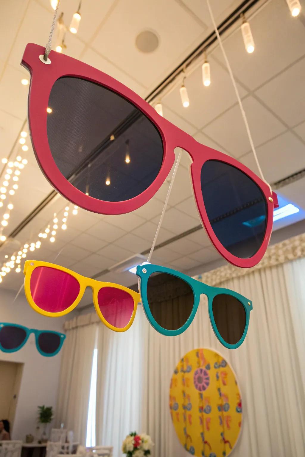 Oversized spectacles contribute a whimsical element to celebration decor.