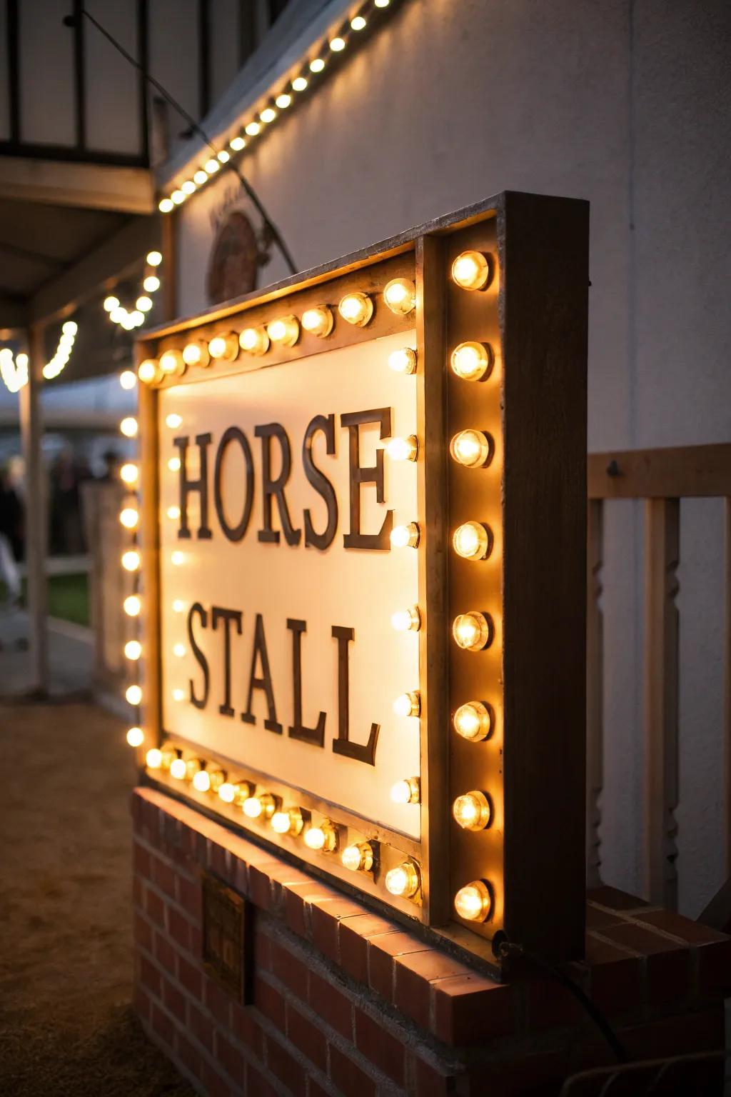 An illuminated stall marker ensuring nighttime visibility.