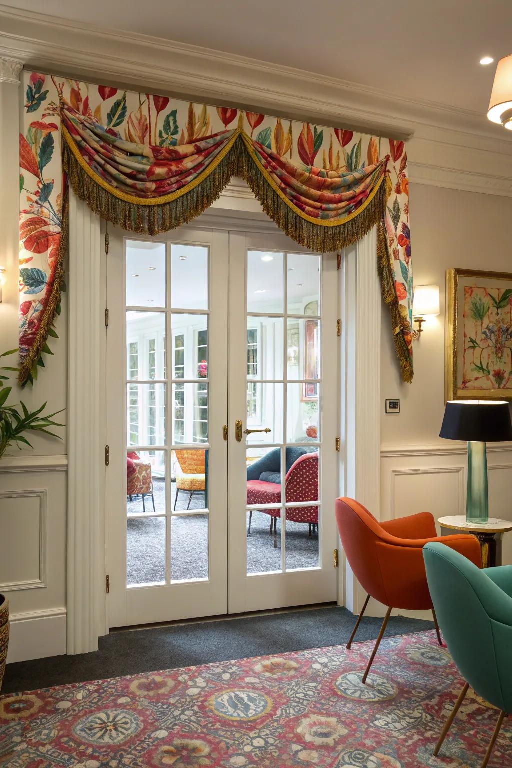 Valances add a decorative detail and enhance the aesthetics of French doors.