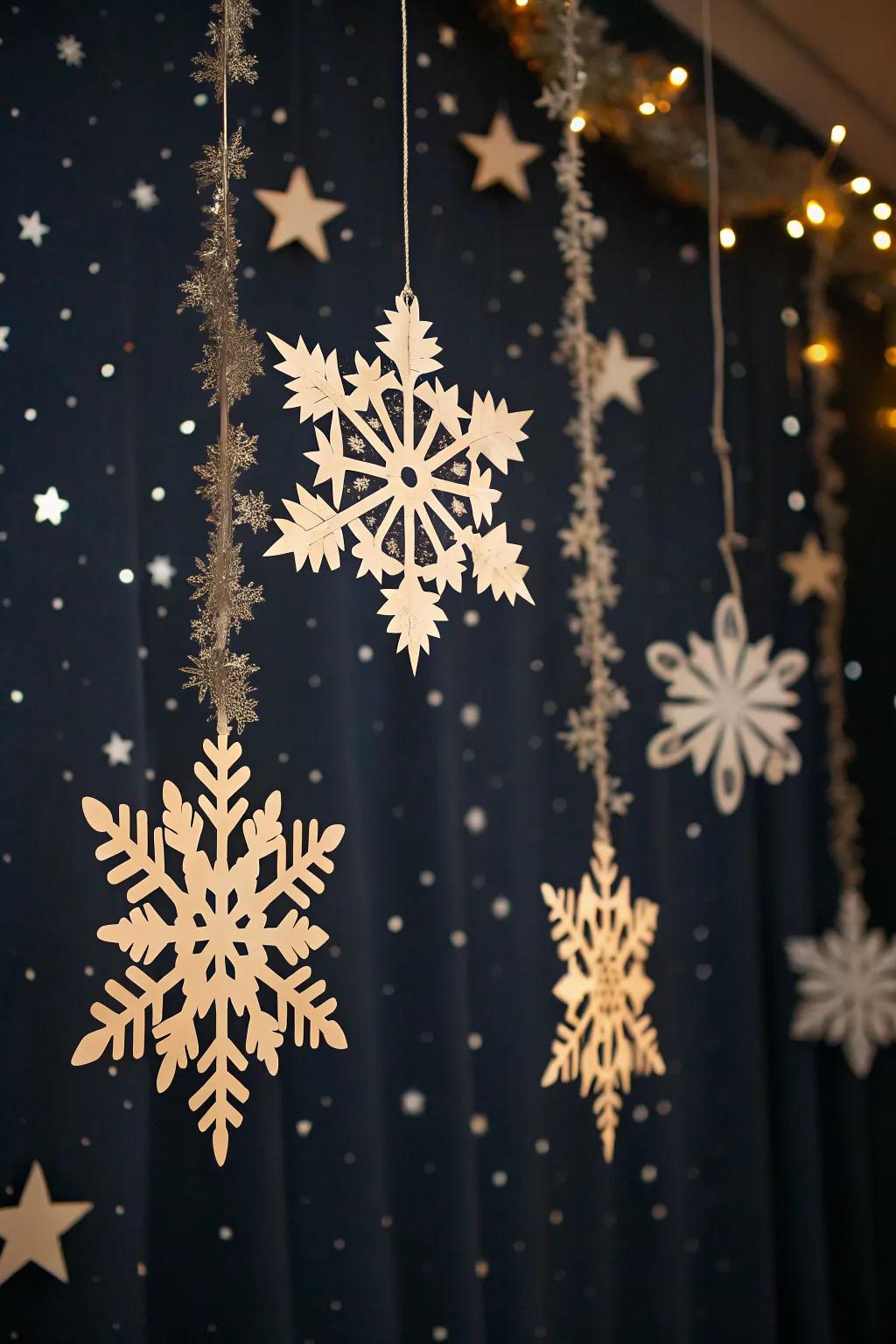 Starlit evening snowflakes for aficionados of the cosmos.