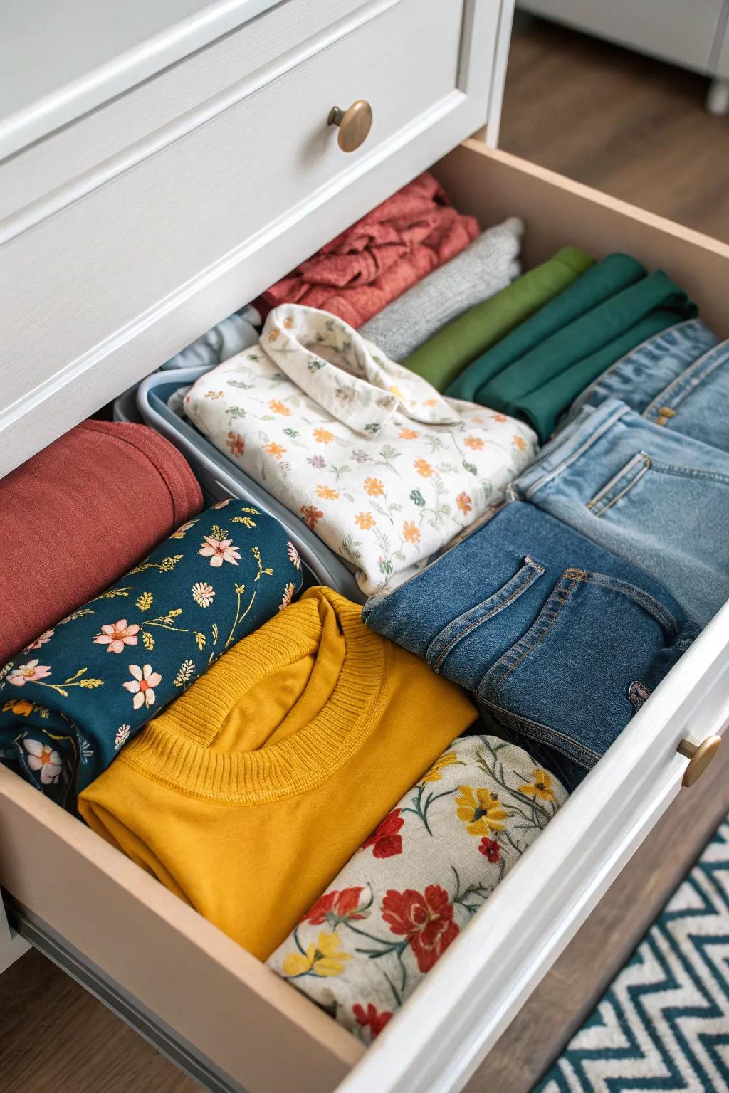 A seasonal drawer exchange to retain solely the most pertinent items accessible.
