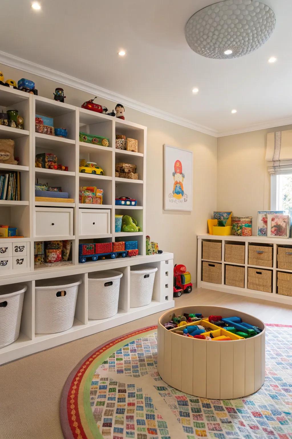 A toy rotation keeps the play area new and easy to manage.