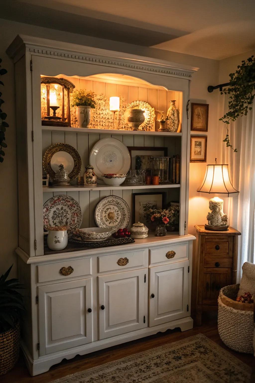 A perfect mix of vintage and modern on this stylish hutch.